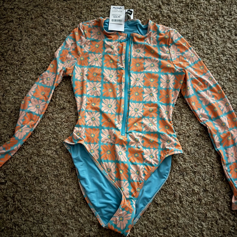 Dippin' Daisy's Orange and Blue Geometric Bodysuit
